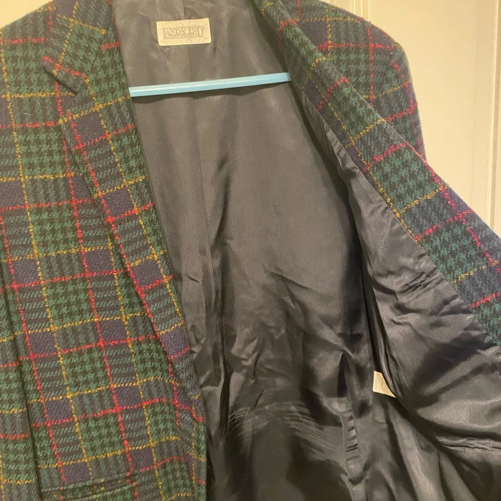 Lands' End Women’s Wool Plaid Blazer - Multicolor
